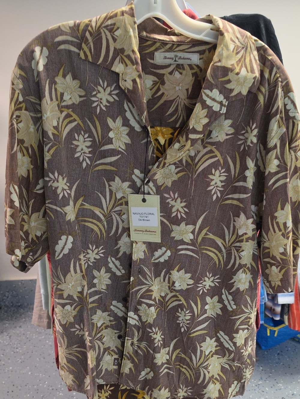 Tommy Bahama Brown and Yellow Floral Camp Shirt